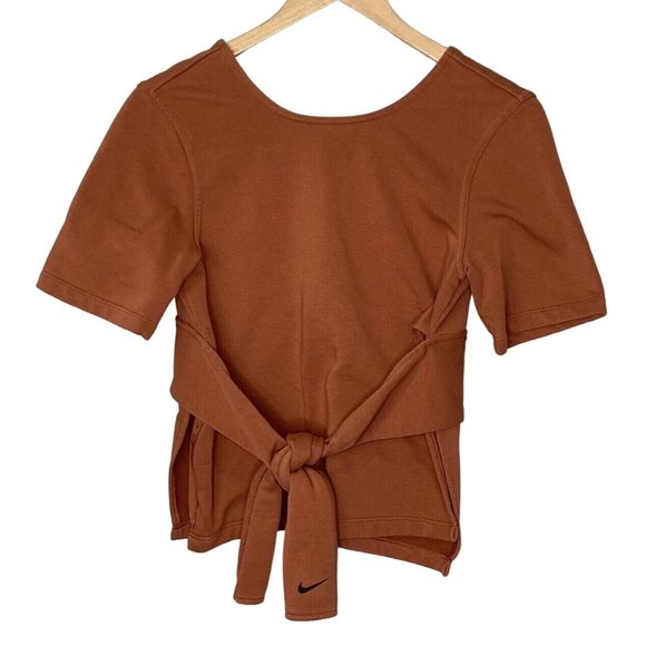 Nike Dri Fit Nike Studio Yoga Wrap Cotton Rust Women’s Top Size Small - Picture 1 of 10